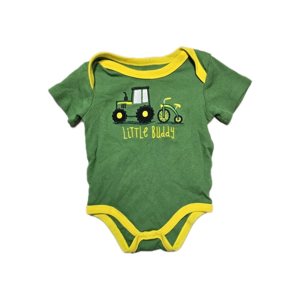 John‎ Deere Baby Boys Clothes SZ 6-9M Short Sleeve One Piece Snap Tractor Shirt